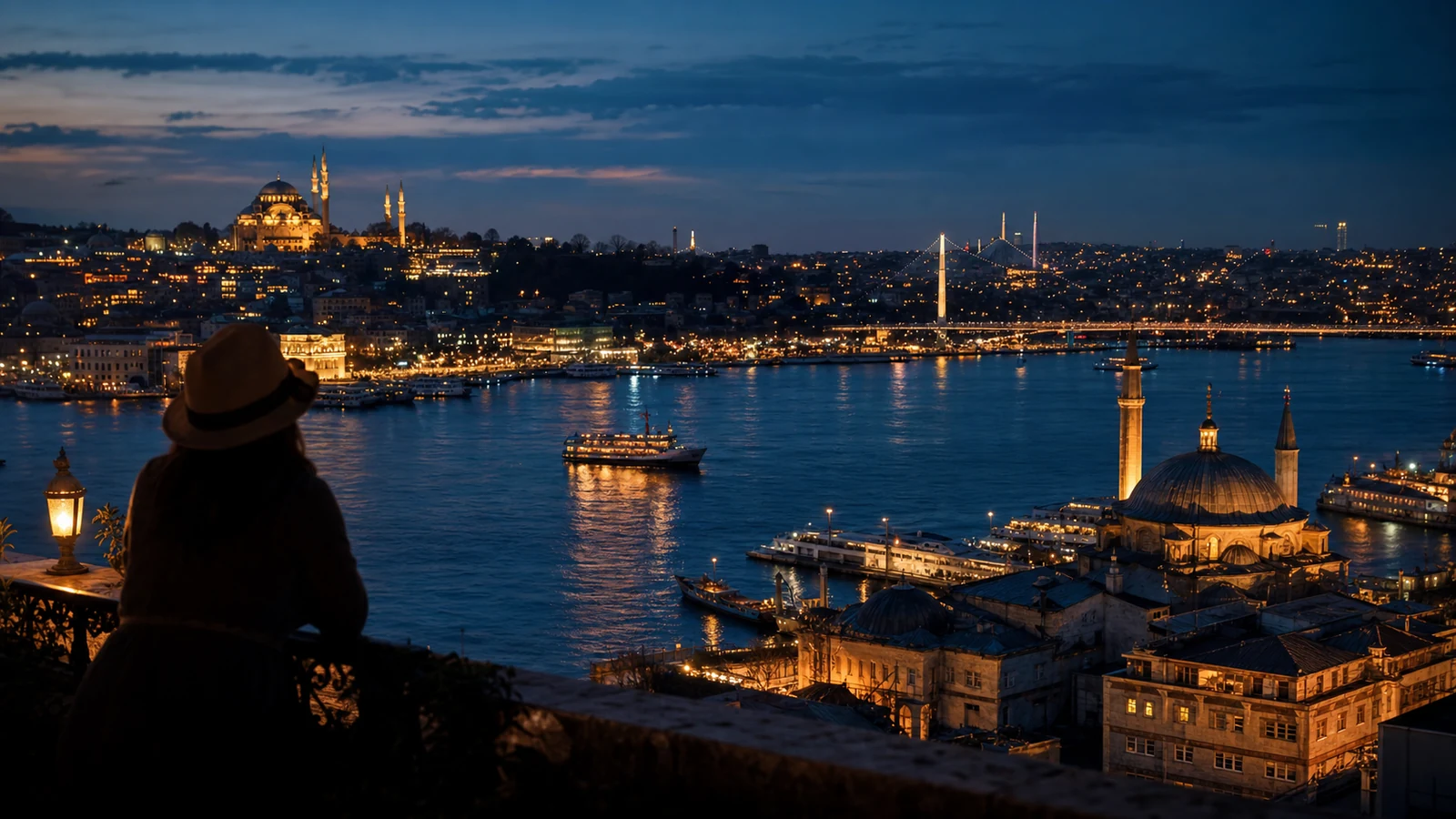 Estambul de noche antes del viaje de regreso
